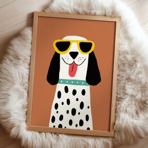 Cool Dalmatian Wall Art – Funny Dog Poster with Sunglasses for Kids, Puppy Room Decor, Nursery Pet Print, Playful Animal Wall Print