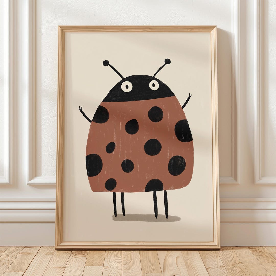 Ladybug Wall Art Print for Nursery or Playroom Cute Insect Poster ...