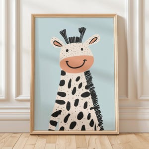 Smiling Zebra Wall Art for Nursery, Cute Safari Animal Print, Modern Kids Room Poster, Black and White Jungle Decor, Digital Download