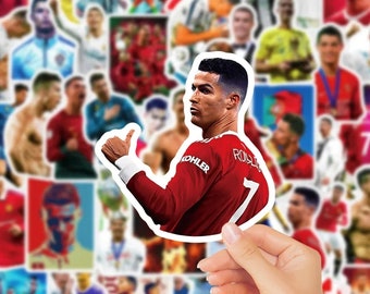 Cristiano Ronaldo Sticker Pack – 50 Waterproof Vinyl Stickers | CR7 Football Decals for Laptop, Water Bottle, Notebook & More
