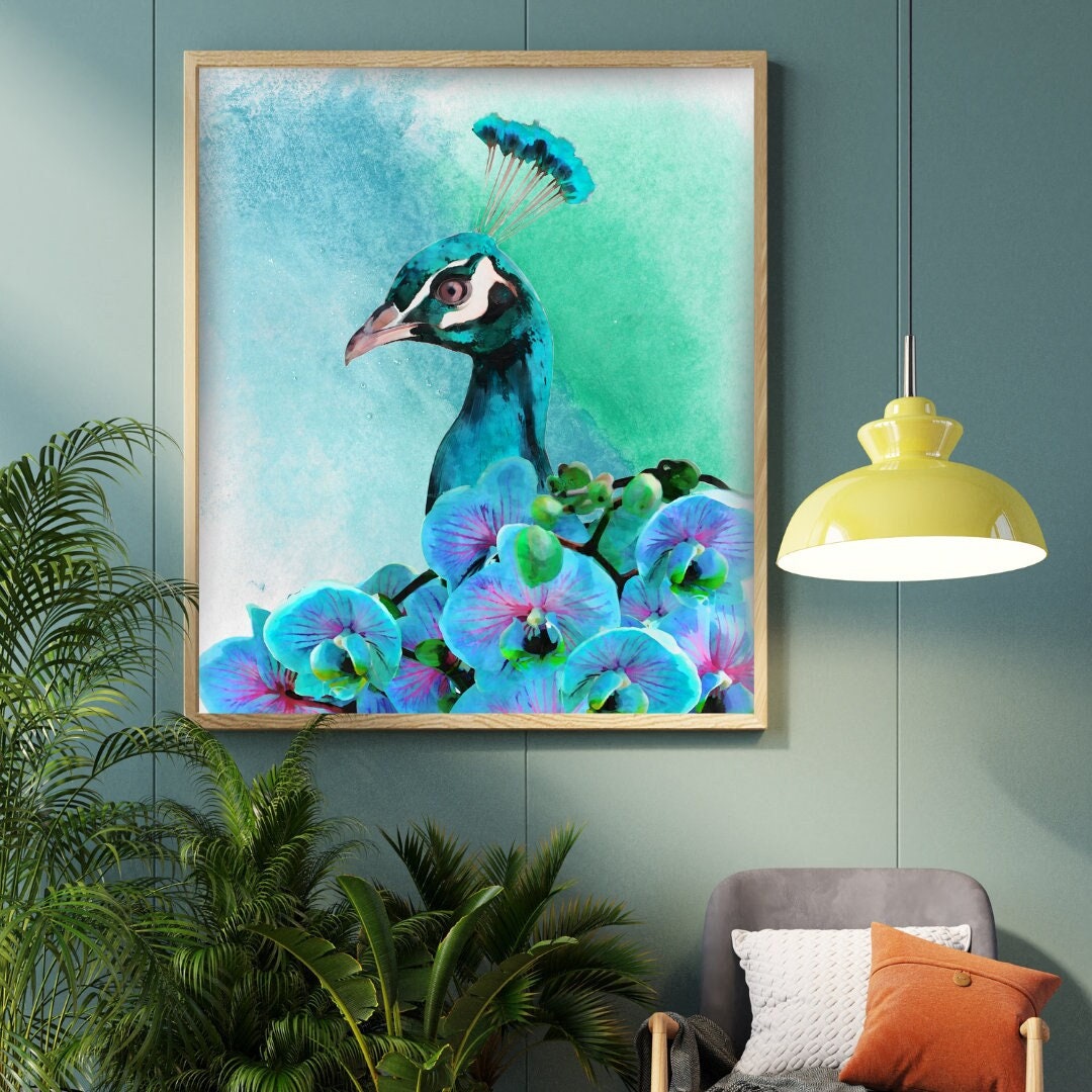 Peacock Wall Art, Peacock Vintage Victorian Wall Art Print, Beautiful