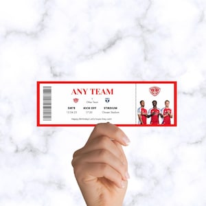 Personlig fotbollsmatchbiljett – Anpassad sportpresent (DIGITAL)