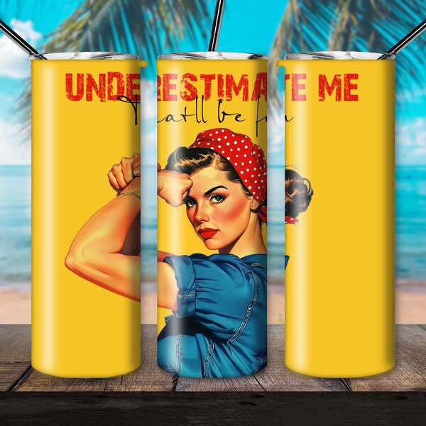 Tumbler Designs, Woman Power Tumbler Wrap, Retro Poster Tumbler Template, PNG Instant Download, Free Download, Container Art, Female Morale