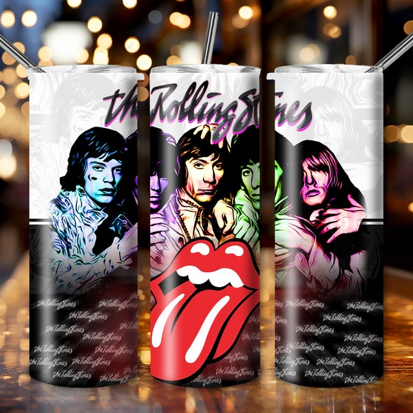 Tumbler Designs, Stones Tumbler Wrap, Lips Tumbler Template, PNG Instant Download, Digital Download, Container Graphic, Seventies Music