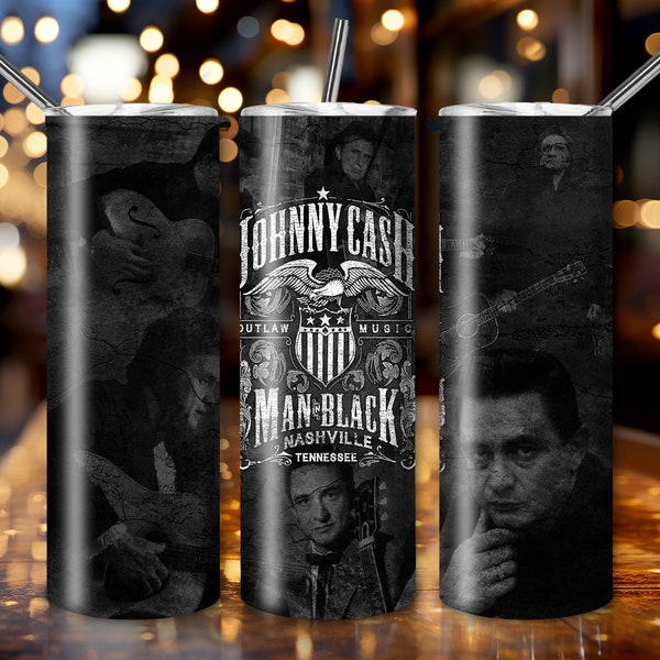 Tumbler Designs, Man in Black Tumbler Wrap, Country Music Tumbler Template, PNG Instant Download, Digital Download, Container Art, Cash Wrap