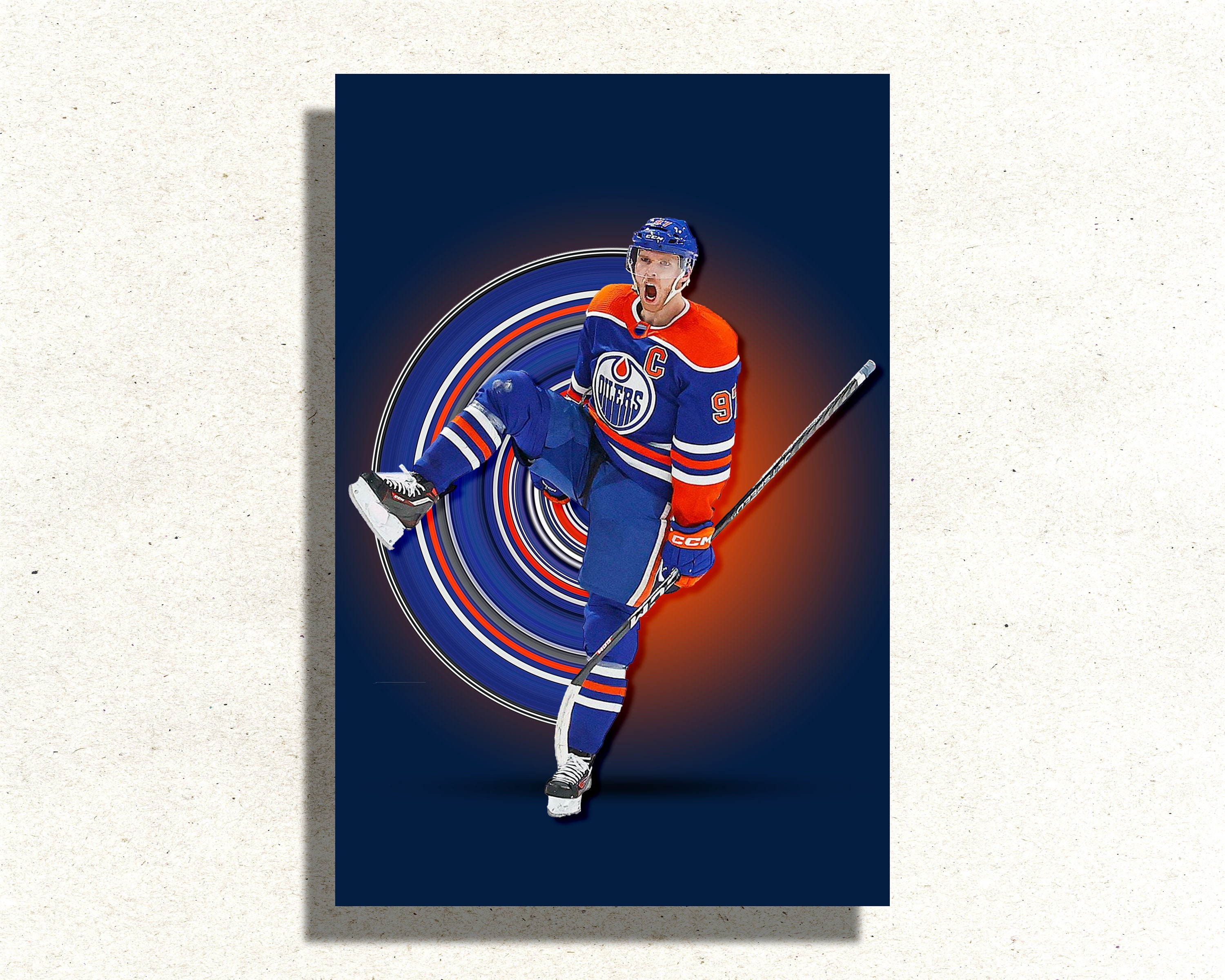 Connor McDavid Poster Edmonton Oilers Ice Hockey Painting Hand