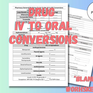 Pharmacy IV to Oral Worksheet
