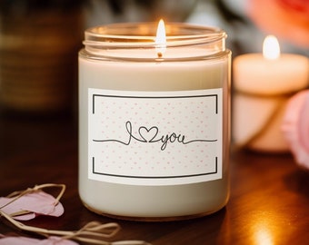 I Love You Valentine's Candle, Romantic Gift, Scented Soy Candle, Gift For Her, Gift For Him