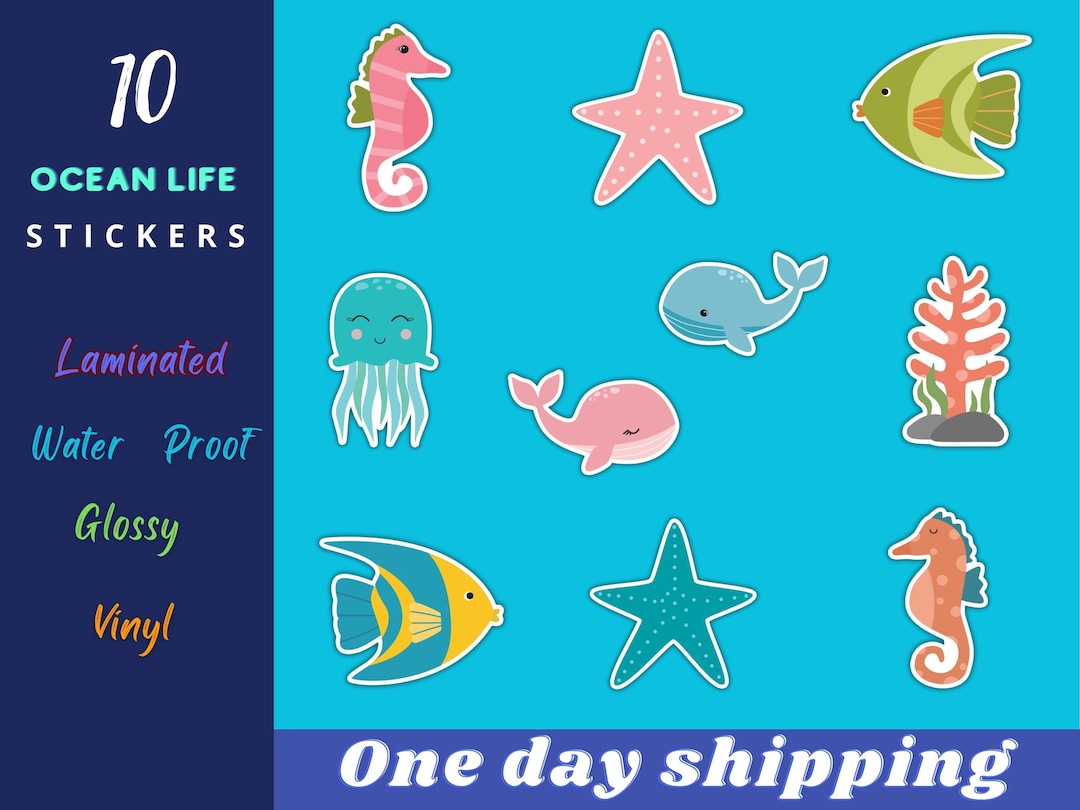 Sea Animals Stickers Pack Seashells Stickers Sea Creatures Etsy