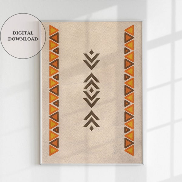 Printable Ethnic Oriental Rubber Stamp Wall Art Tribal Geometric Rug Pattern Aztec Motif Home Decor Art Prints Digital Download