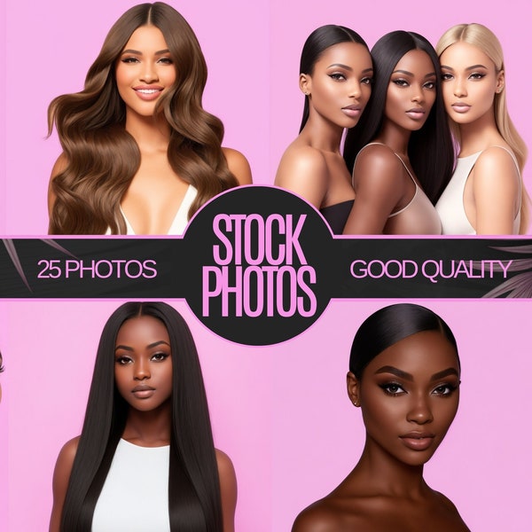 Paquete de 25 fotos de stock: fotos de stock de modelos de cabello, fotos de stock de modelos de pelucas de belleza, fotografía de IA, uso comercial