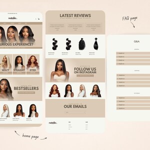 May include: Website homepage for a hair extensions company called Natalia. The website features images of women with different hair textures, including curly, wavy, straight, and dyed. The website also includes a section for bestsellers and a section for customer reviews. The website has a call to action to follow the company on Instagram.