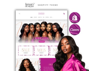 Haare Geschäftlich Shopify Theme: Rosa & Braun Website Design (Canva Banners)