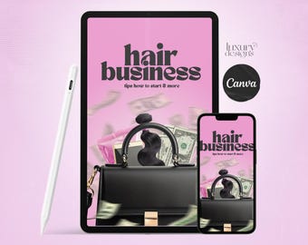 Editable Hair Business Ebook Cover Template: Canva Design (Digital Download)