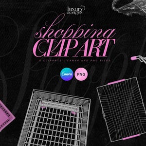 5 ショッピング クリップアート、カート クリップアート、ショッピング バスケット クリップアート、グラフィック デザイン リソース、チラシ クリップアート、PNG 要素、美容ビジネス クリップアート