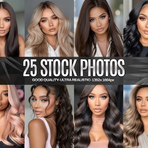 Photos Bundle- Hair Model Stock Photos, Wig Stock Photos, Group stock Photos, Mua Stock, AI Photography, Ultra realistic, Commercial Use