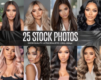 Photos Bundle- Hair Model Stock Photos, Wig Stock Photos, Group stock Photos, Mua Stock, AI Photography, Ultra realistic, Commercial Use