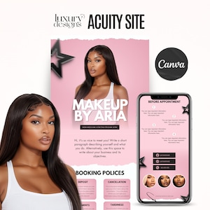 DIY Acuity Scheduling Website Template, Acuity Website Design, Bearbeitung in Canva, Nail Tech, Lash Tech, Makeup Artist, Beauty Business, Luxus