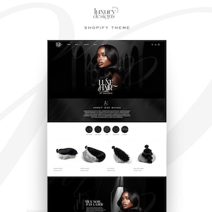 Shopify Theme, Elegant, Clean, White, Black And Gold, Web, Hair Business, E-commerce Theme Design, Shopify Banners, Wig shop- carolinatheme