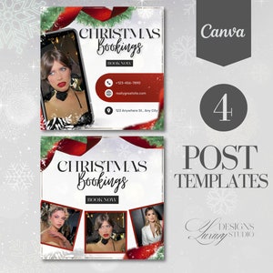 Christmas Bookings Flyer: Gold & Black Canva Template (1080x1080 px)