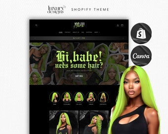 Neon Green Hair Business Shopify Theme: Dark Website Template