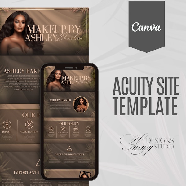 DIY Acuity Scheduling Website Template, Acuity Website Design, Bearbeitung in Canva, Nail Tech, Lash Tech, Makeup Artist, Beauty Business