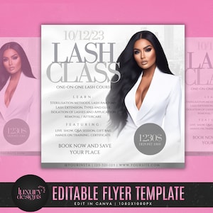 Lash Class Flyer: Beauty Business Template (Canva, Instagram Post)