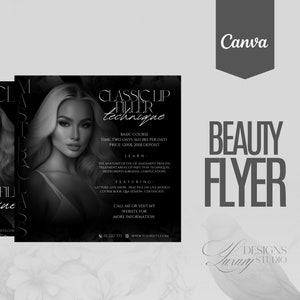 Beauty Masterclass Flyer: Lip Filler, Lashes, Makeup (Canva Template)