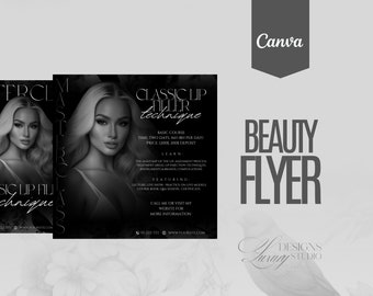 Beauty Masterclass-flyer: lipfiller, wimpers, make-up (canvasjabloon)