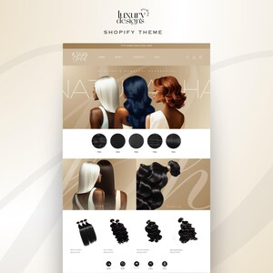 Luxury Gold Shopify Theme: Hair Business, Elegant Web Design