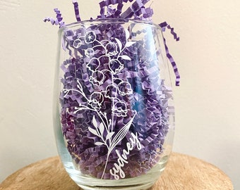 Personalized Birth Flower & Name Glasses