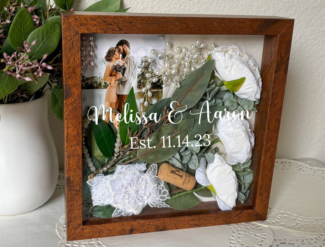 Wedding Shadow Box Keepsake Bridal Shower Gift for Bride Personalized