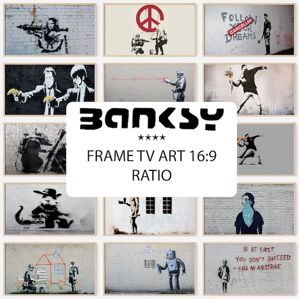 Samsung Frame TV Banksy street art collection of 25,  Graffiti, Modern, contemporary Art Collection, 4K ,only 1 available at this price.