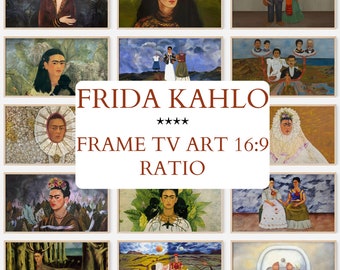Frida Kahlo for Samsung Frame TV art, Vibrant colorful art to make your living room look unique and beautiful.  Silverwood Prints.