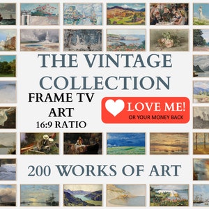 Frame tv Art Set com mais de 200, coleção vintage, arte famosa, The Frame tv Art, arte de tv feita para desfrutar sem esforço, Silverwood