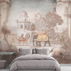 Lush Jaipur Garden Wallpaper Mural – Peel & Stick or Traditional – Vibrant Green India-Inspired Floral Wall Mural
