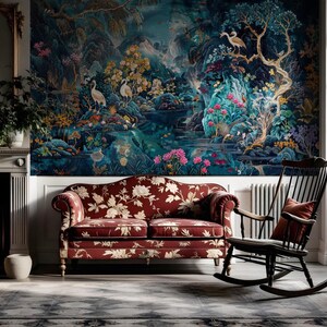 Whimsical Animals Wallpaper in Jungle, Magical Garden with Creatures, Botanic Mural - Removable Peel Stick and Traditional
