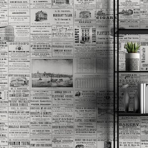 Peel Stick Vintage Mural Newspaper Wallpaper Removable Non Woven Vinyl Traditional