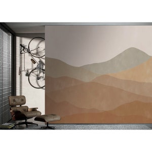 Minimalist Wallpaper Mural Abstract Peel Stick Neutral Mountains Desert Wall Paper Earthy Removable Landscape bild 2
