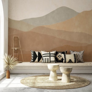 Dune wallpaper, desert mountains, abstract, peel stick wallpaper, custom order ,boho retro, painting bathroom, removable