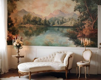 Landscape Wallpaper Mural Peel Stick Pastoral Mountain Wall Paper Trees