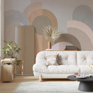 Boho Peel and Stick Wallpaper, Removable Beige Geometric Wall Mural, Modern Non Woven Wallpaper,