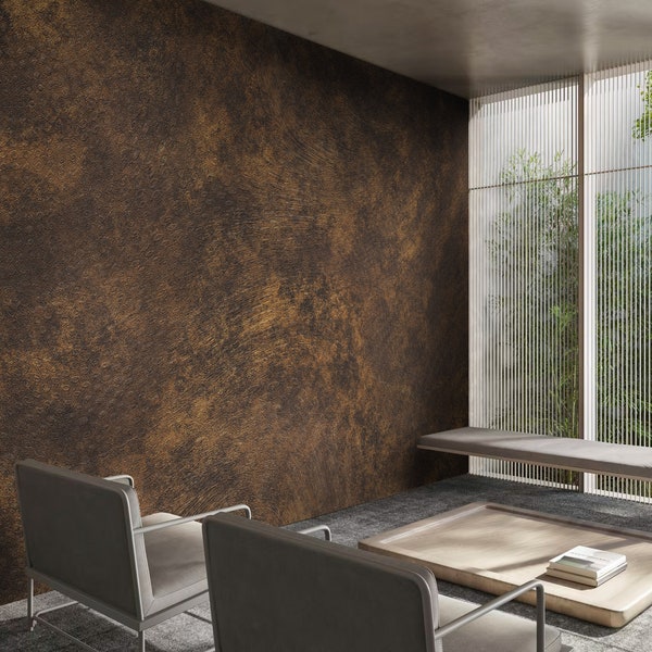 Dark Brown, Concrete Wallpaper, Removable Peel and Stick Mural