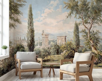 Landscape Wallpaper Roman Peel and Stick Removable Wall Mural Garden