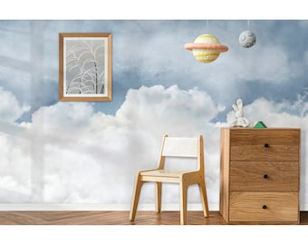 grunge old cloud sky wallpaper / Removable traditional Peel Stick