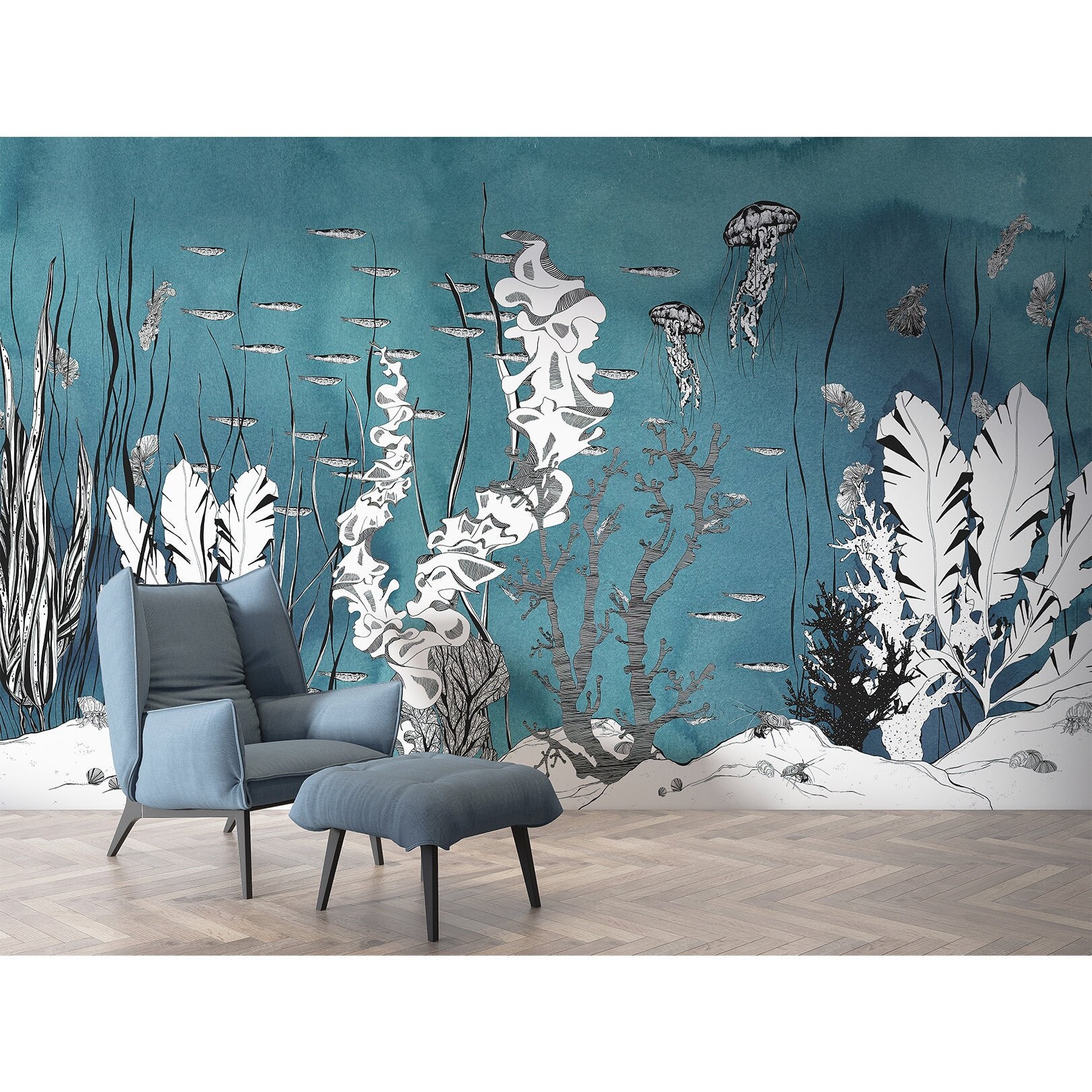 Underwater Peel Stick Wallpaper Coral Fishes Wall Mural - Etsy