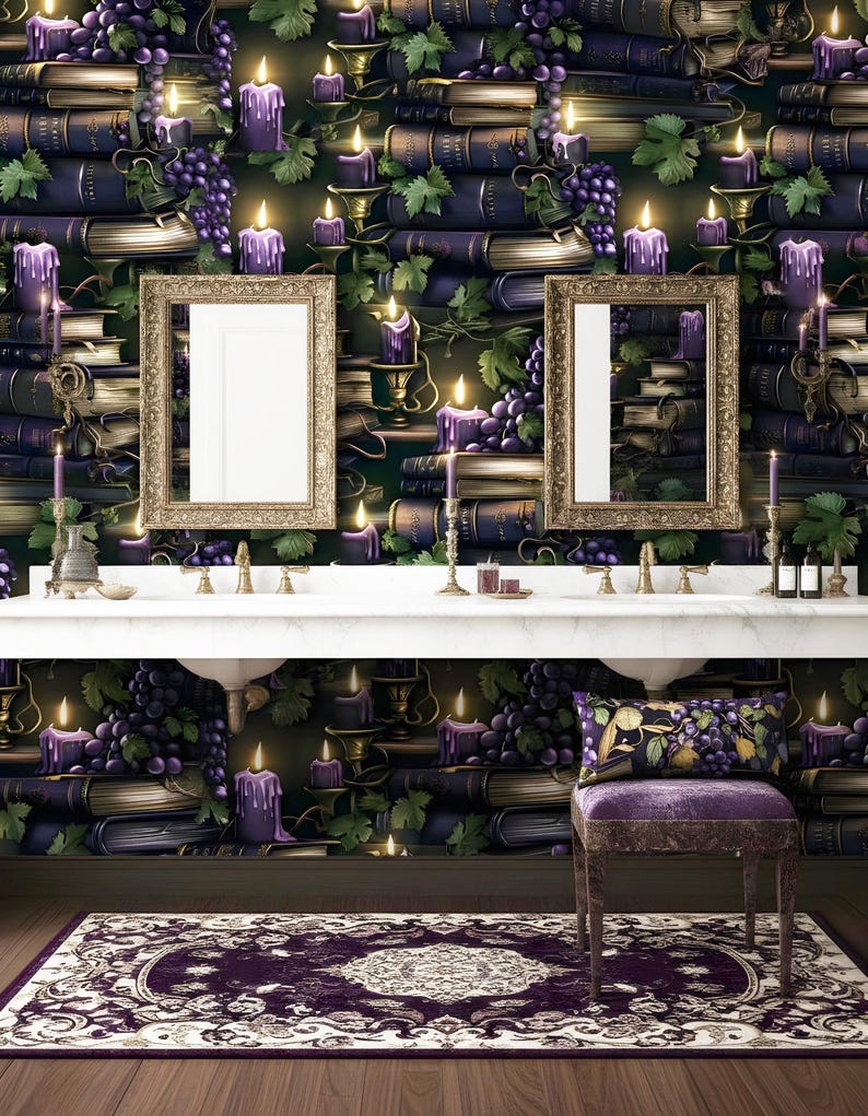 Dark Academia Wallpaper Gothic Library Mural Peel Stick Books Wall Paper Candle Removable image 4