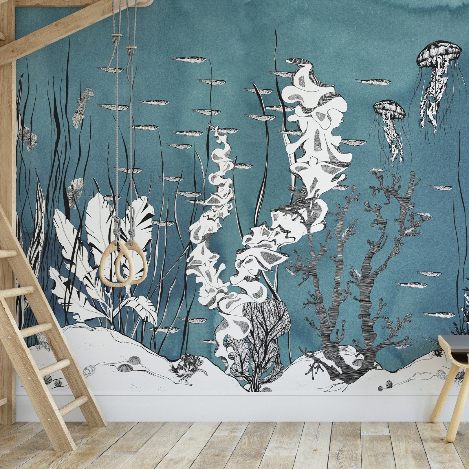 Underwater Peel Stick Wallpaper Coral Fishes Wall Mural - Etsy