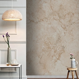 Beige Marble Effect Wallpaper Printed on Peel and Stick Mural