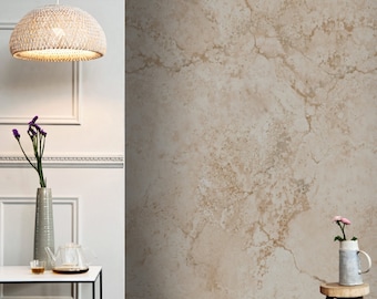 Beige Marble Effect Wallpaper Printed on Peel and Stick Mural